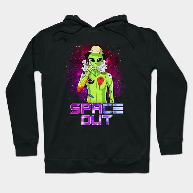 Space Out Hipster Alien Smoking & Spacing Out UFO Hoodie by theperfectpresents